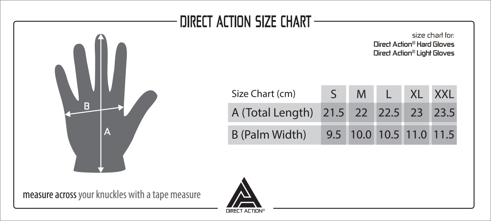 Guide de taille gants Direct Action